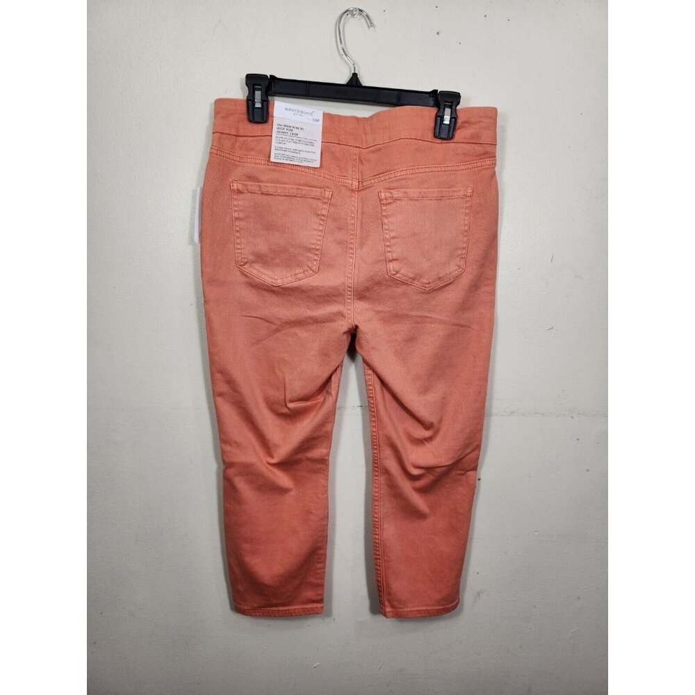 Westbound Womens Size 10 P orange  High-Rise skinny crop pull on jeans --18 - Picture 2 of 11